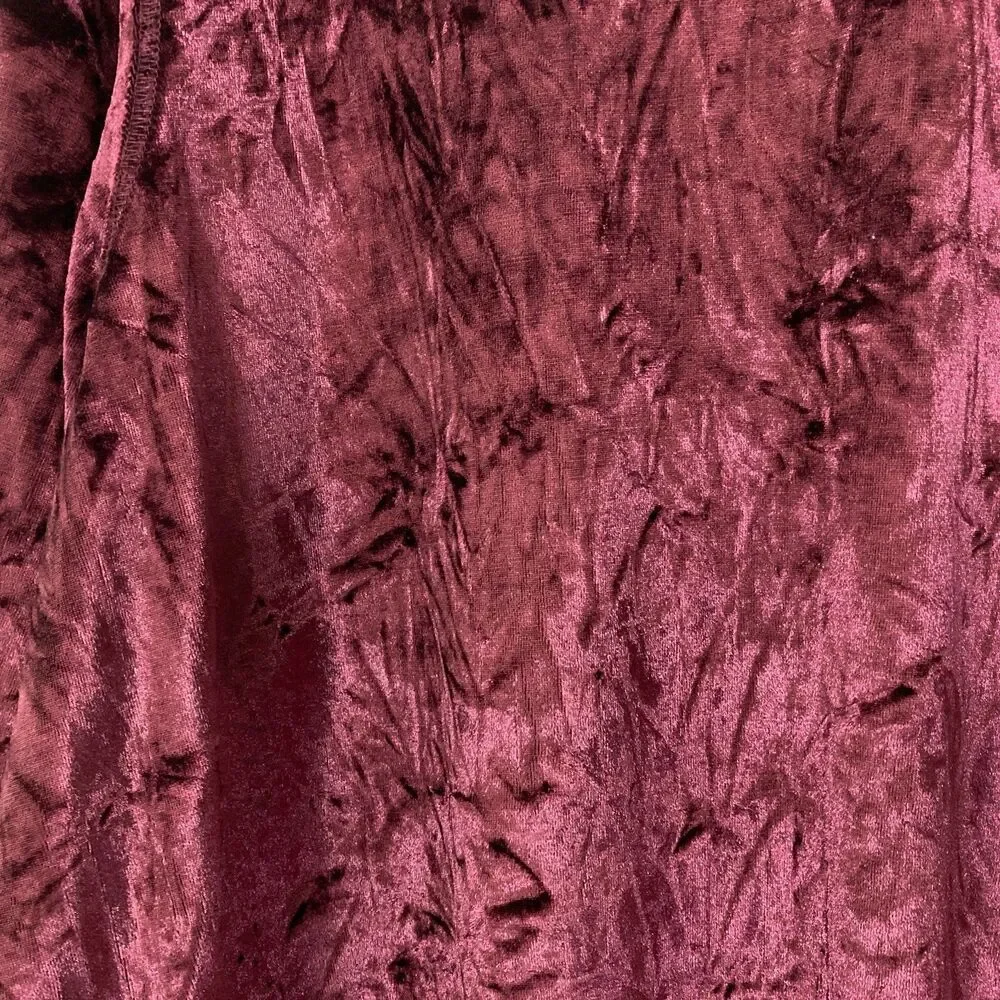 Great Northwest Indigo Women's Shirt Size 1X Burgundy Stretch Crushed Velvet